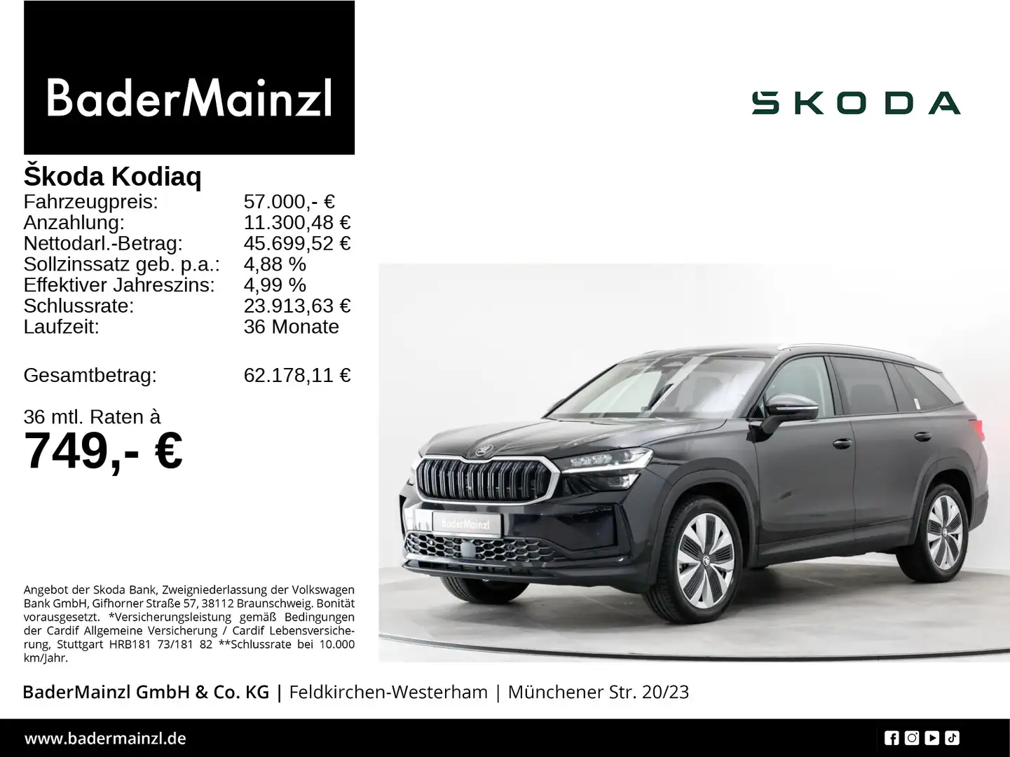 Skoda Kodiaq 2.0 TDI DSG Matrix AHK ACC 360° Virtual Schwarz - 1