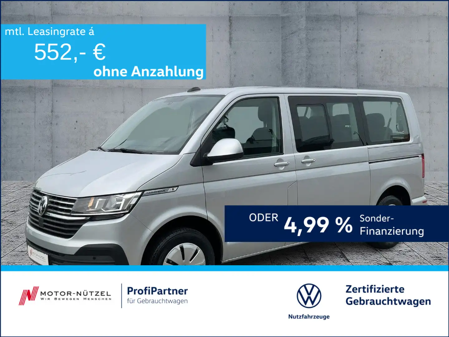 Volkswagen T6.1 Caravelle 2.0 TDI DSG NAV+SHZ+2xPDC+GRA+MFL Silber - 1