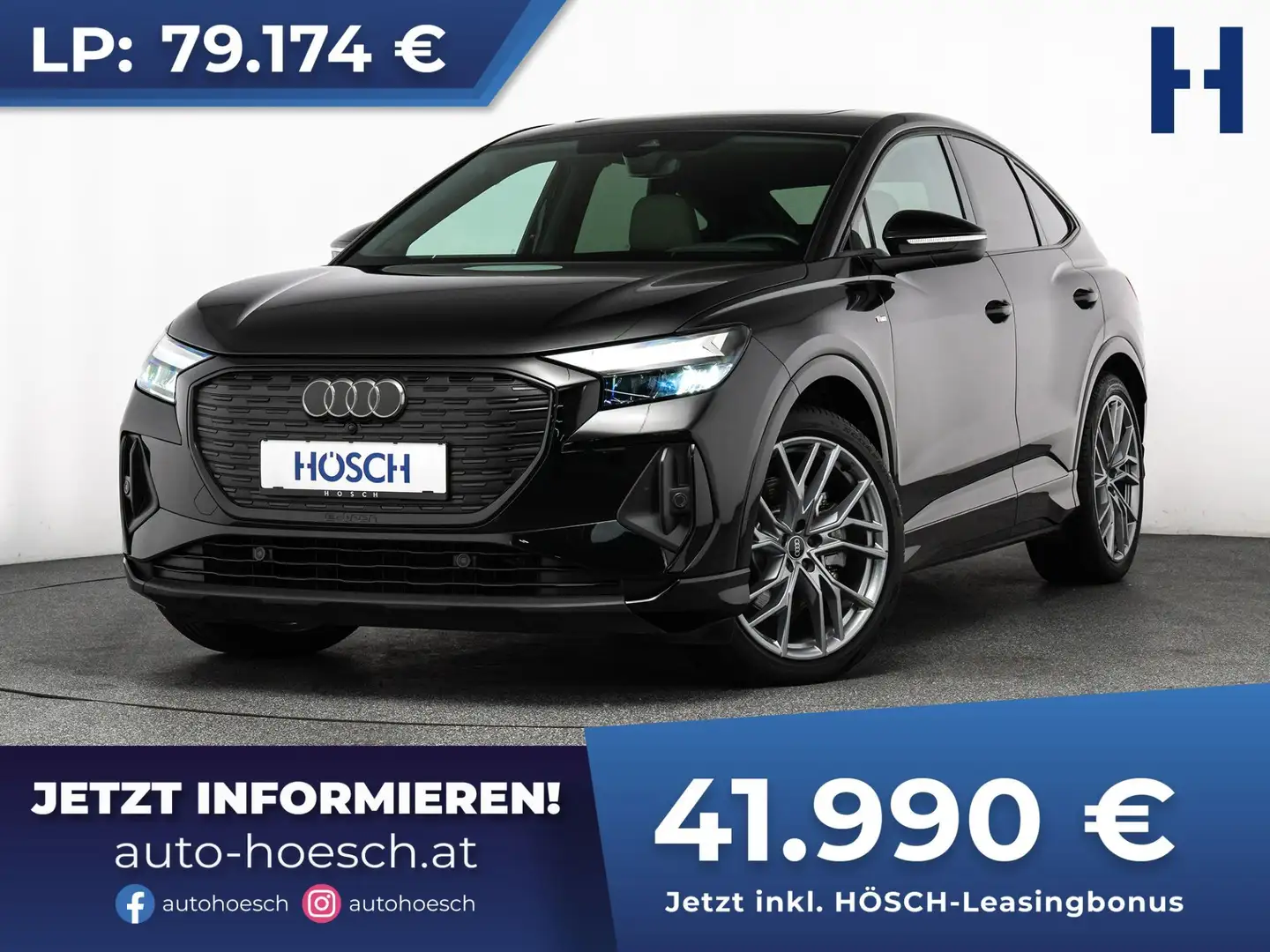 Audi Q4 e-tron 45 quattro S-LINE PANO BLACK LEDER -44% Schwarz - 1