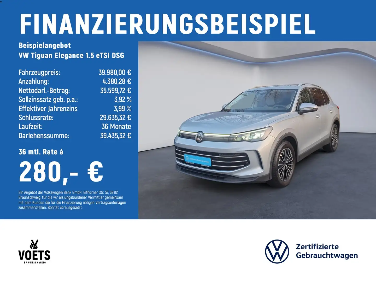 Volkswagen Tiguan Elegance 1.5 eTSI DSG MATRIX-LED+AHK+AreaView Silber - 2