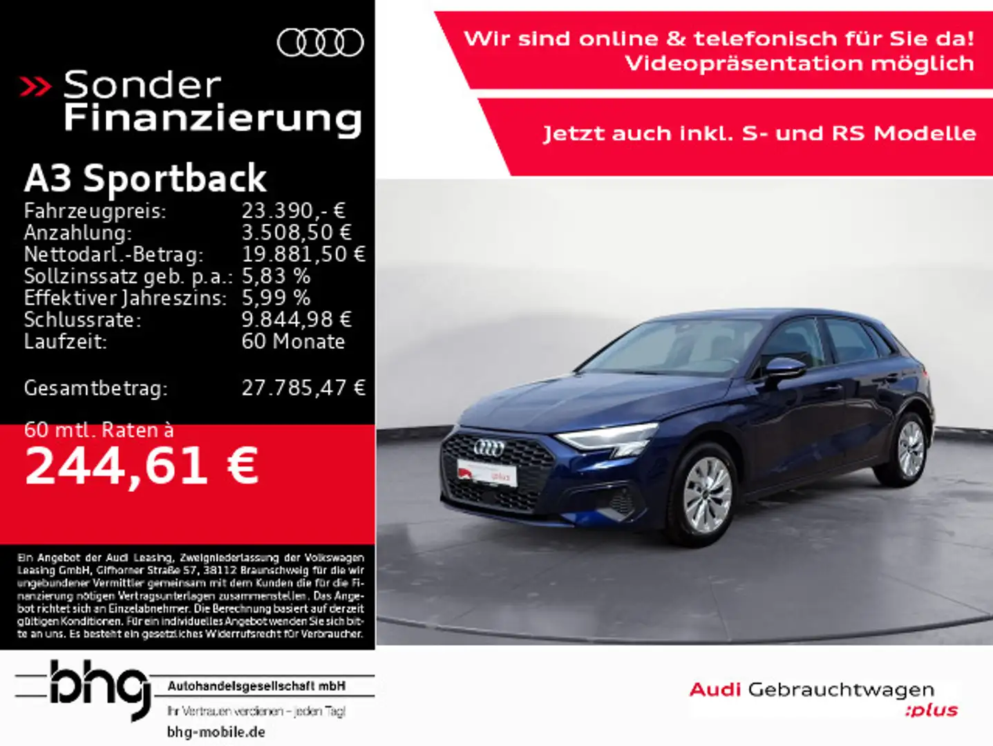 Audi A3 40 TFSIe LED/AHK/Interface/Asisst/u Blu/Azzurro - 1