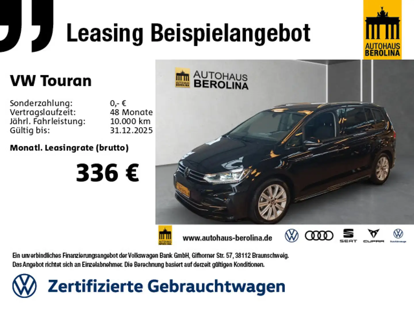Volkswagen Touran 1.5 TSI R-Line DSG *Digi.C-Pro*R-CAM*NAV* Schwarz - 1