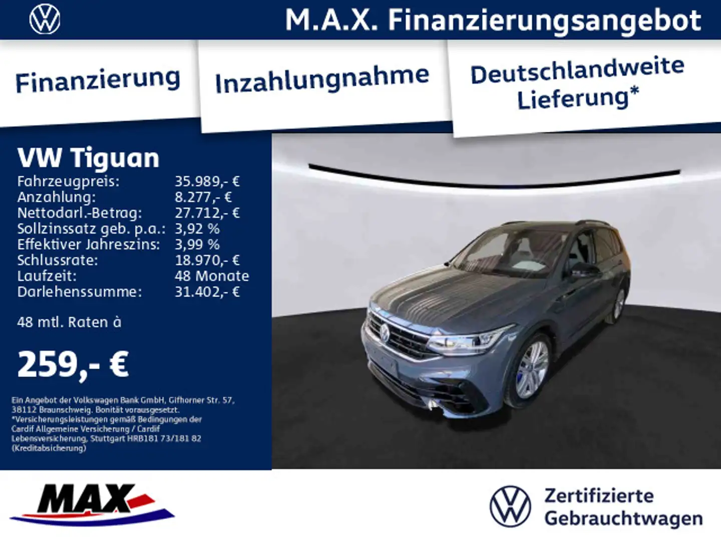 Volkswagen Tiguan R 2.0 TSI DSG 4M BLACK STYLE IQ.LIGHT+AHK Grau - 1