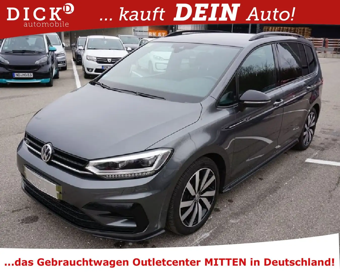 Volkswagen Touran Highline 2.0TDI ACC/LED/KEY/NAVI/RFK/PDC+ Grau - 1