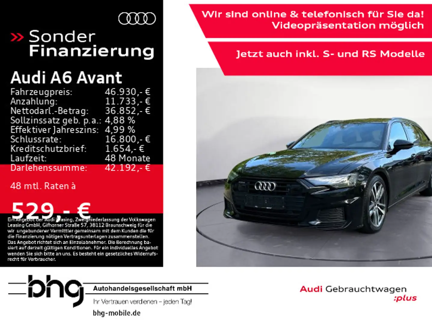 Audi A6 45 TFSI quattro S-line LED/Pano/ACC/B&O Schwarz - 1
