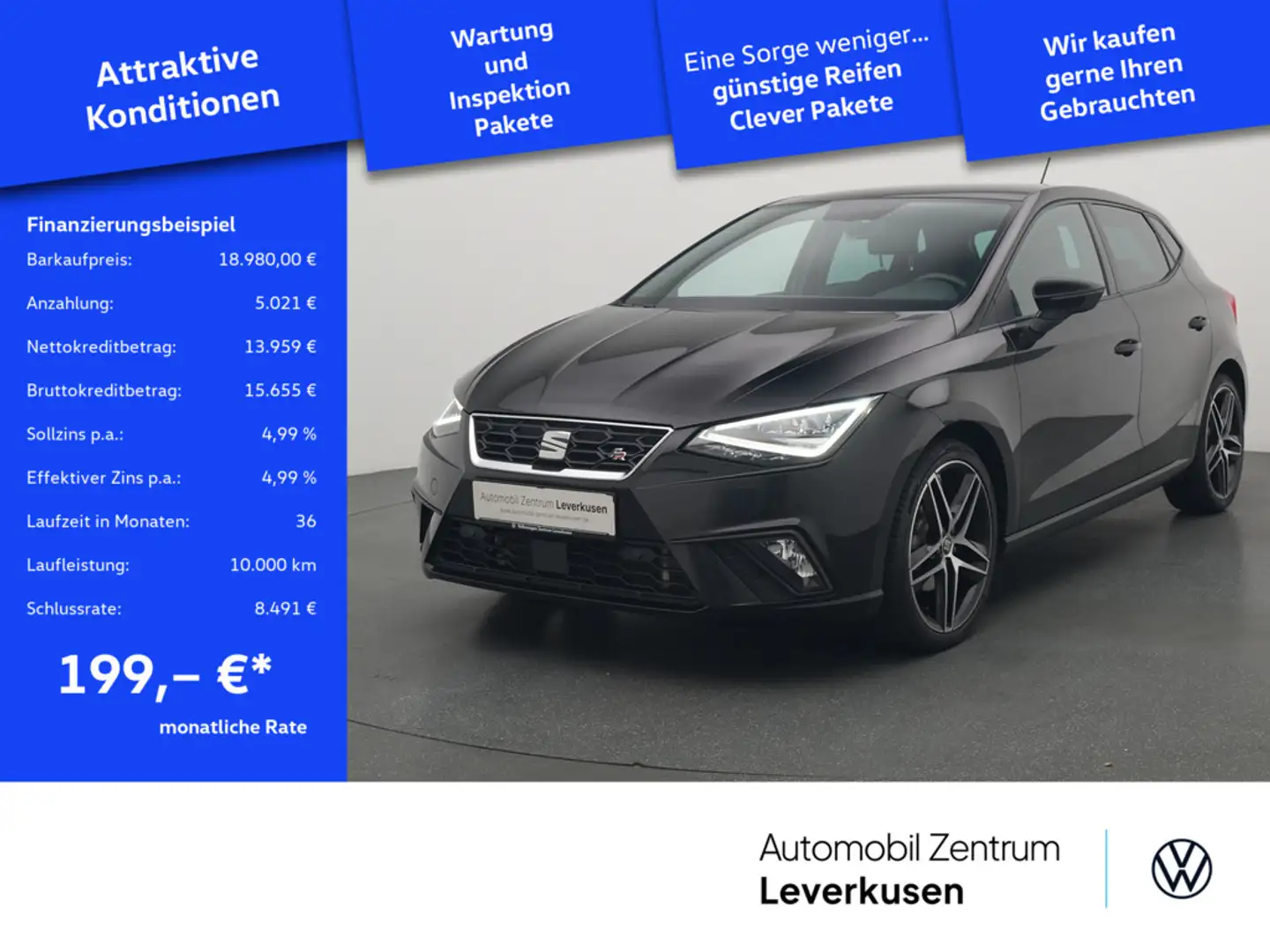 SEAT Ibiza 1.0 FR Beats SHZ KAMERA NAVI LED PANO Schwarz - 1