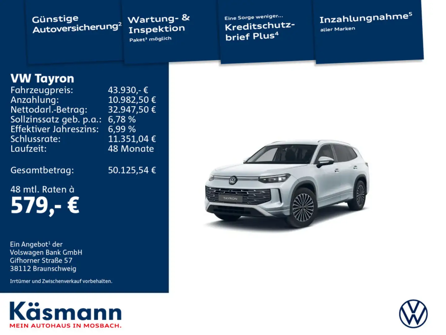 Volkswagen Tayron Elegance 2.0TSI 4Mo Silber - 1