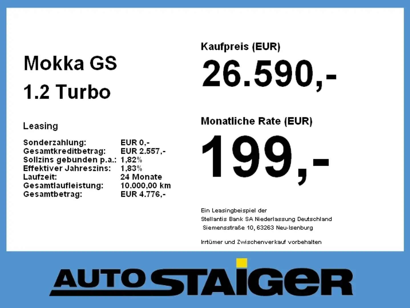 Opel Mokka GS 1.2 Turbo AT ab 199,- € monatlich Weiß - 2