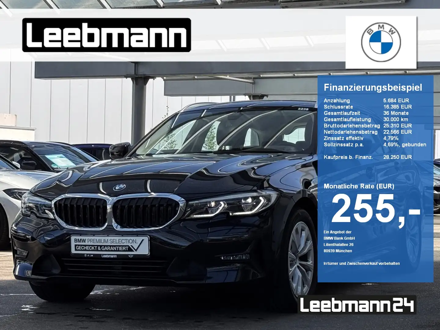 BMW 320 e Touring Adv. AHK/LASER/HUD 2 JAHRE GARANTIE Schwarz - 1