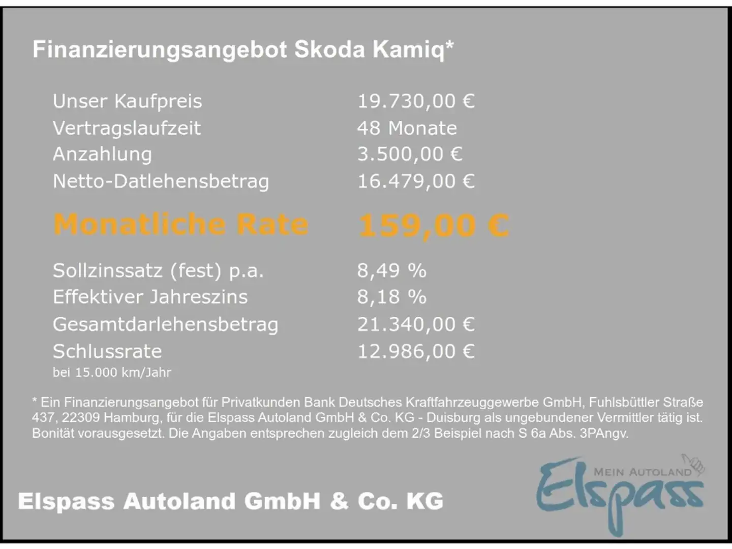 Skoda Kamiq Ambition  - ab 119€ monatlich - AUTOMATIK LED KAME Grau - 2