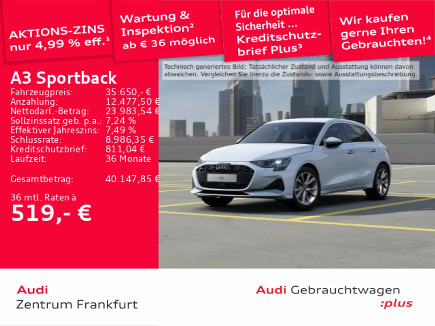 Audi A3 35 TDI advanced S tronic DAB VC Sit Weiß - 1