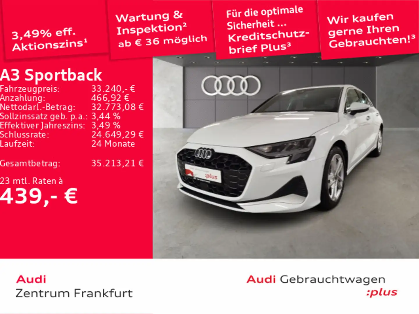 Audi A3 35 TDI advanced S tronic DAB VC Sit Weiß - 1