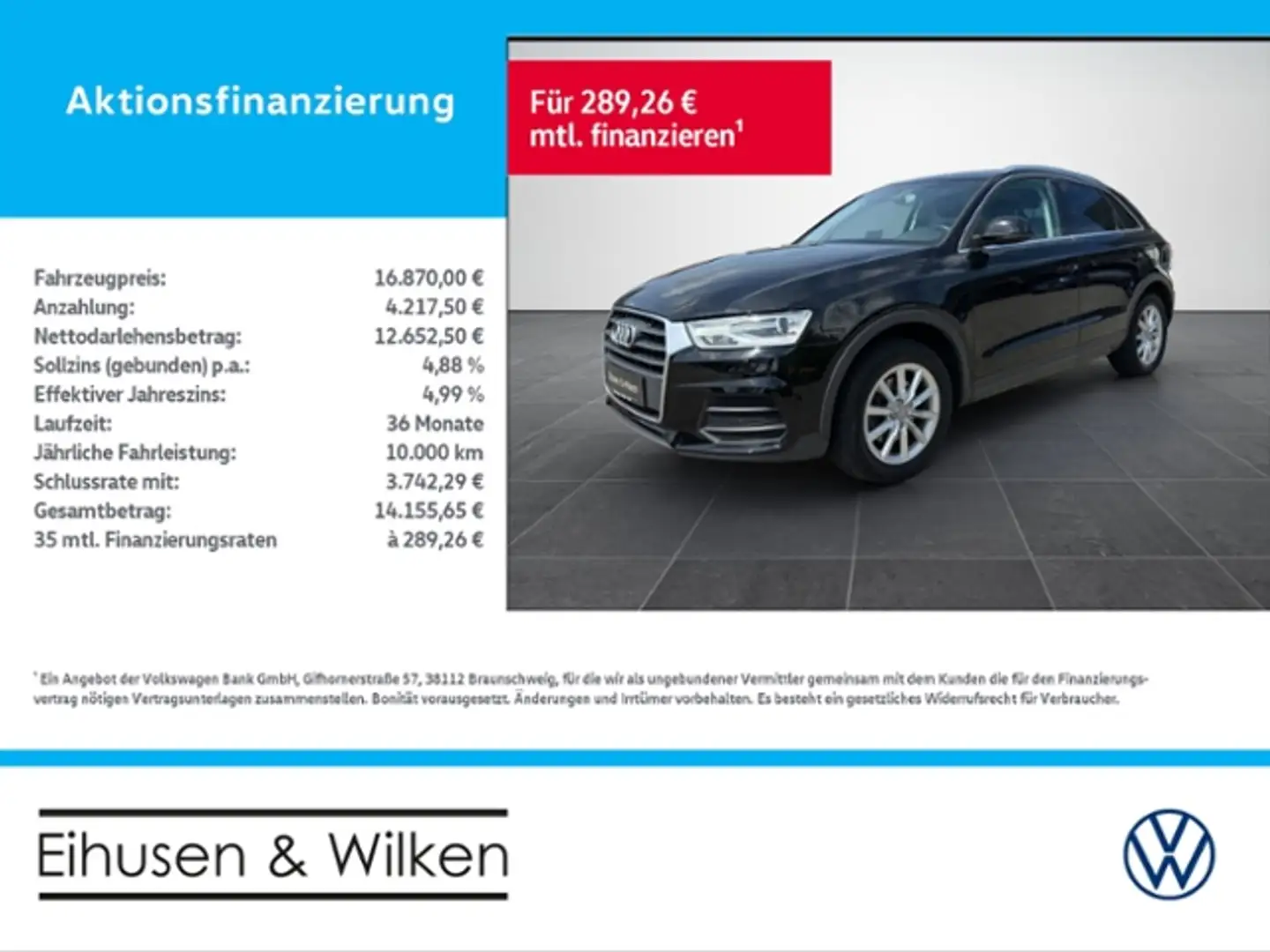Audi Q3 2.0+TDI+XENON PLUS+NAVI+SHZ+BT+ Zwart - 1