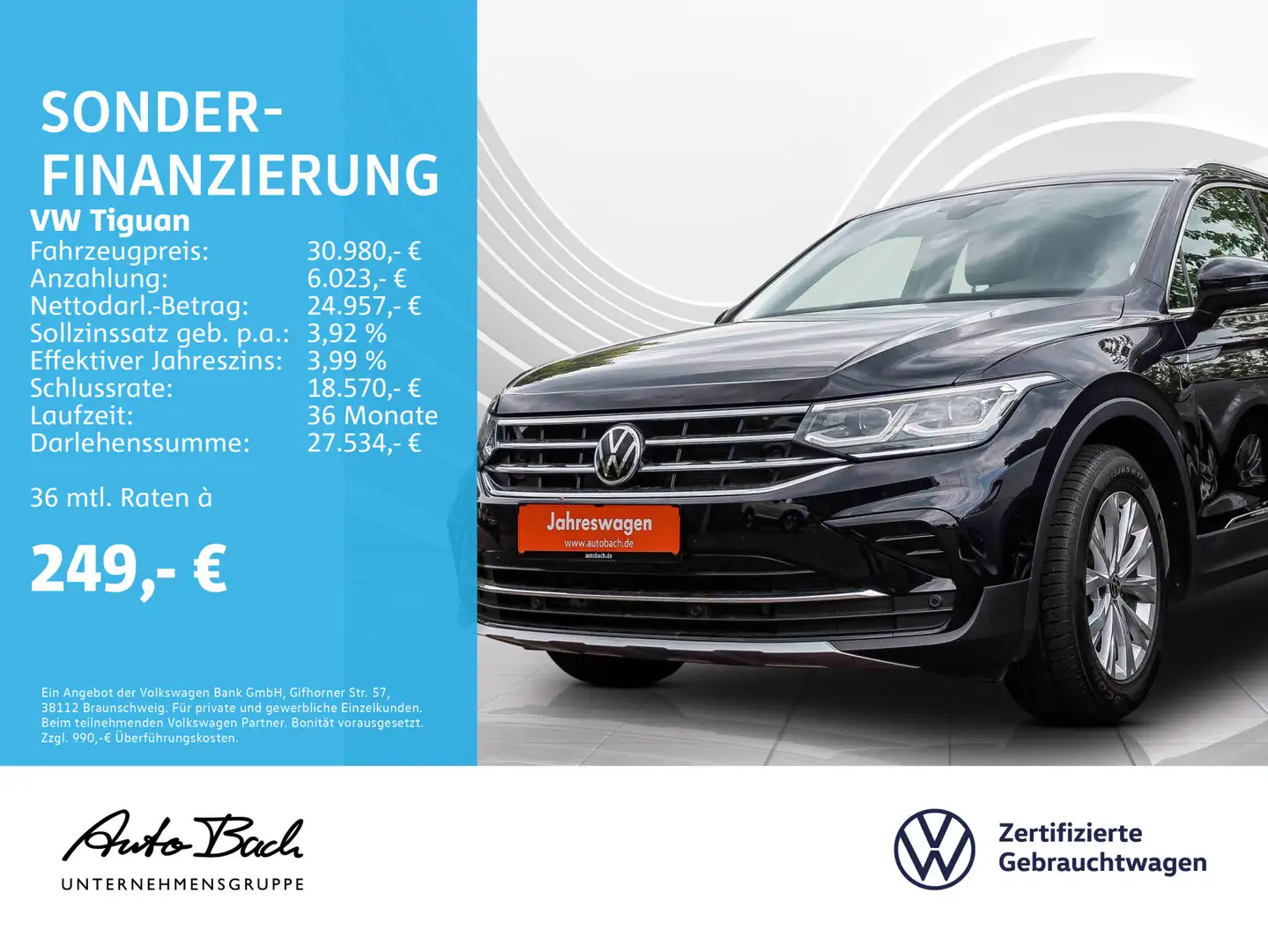 Volkswagen Tiguan 1.5 TSI "Elegance" DSG Navi LED Panorama Noir - 1