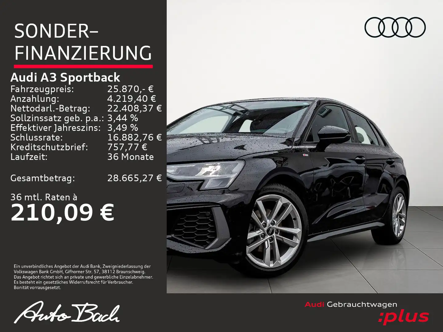 Audi A3 2x S line 30 TFSI Stronic Pano ACC Schwarz - 2