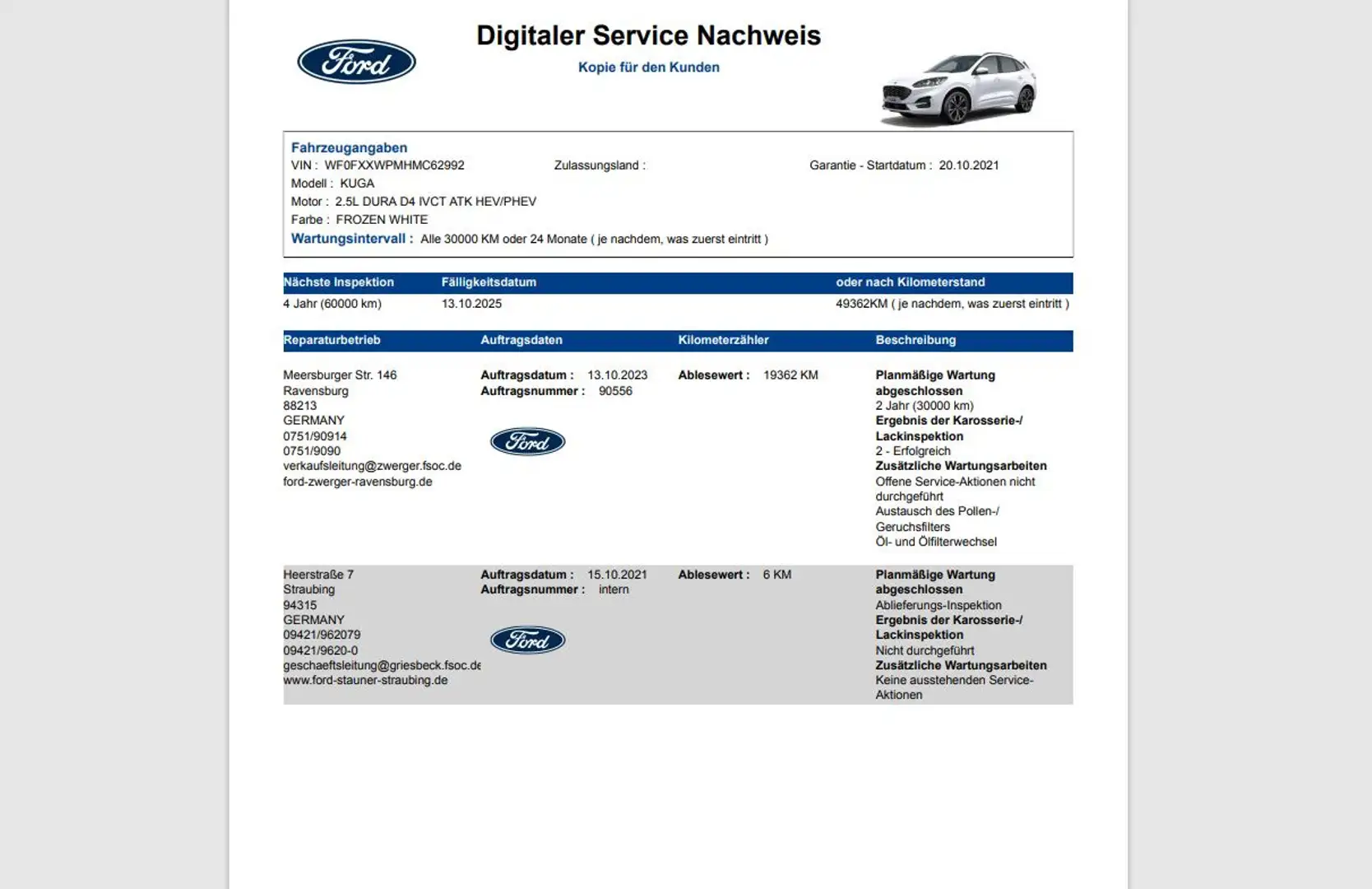 Ford Kuga PHEV ST-Line X Navi 2xKamera AHKschwenkbar Blanc - 2