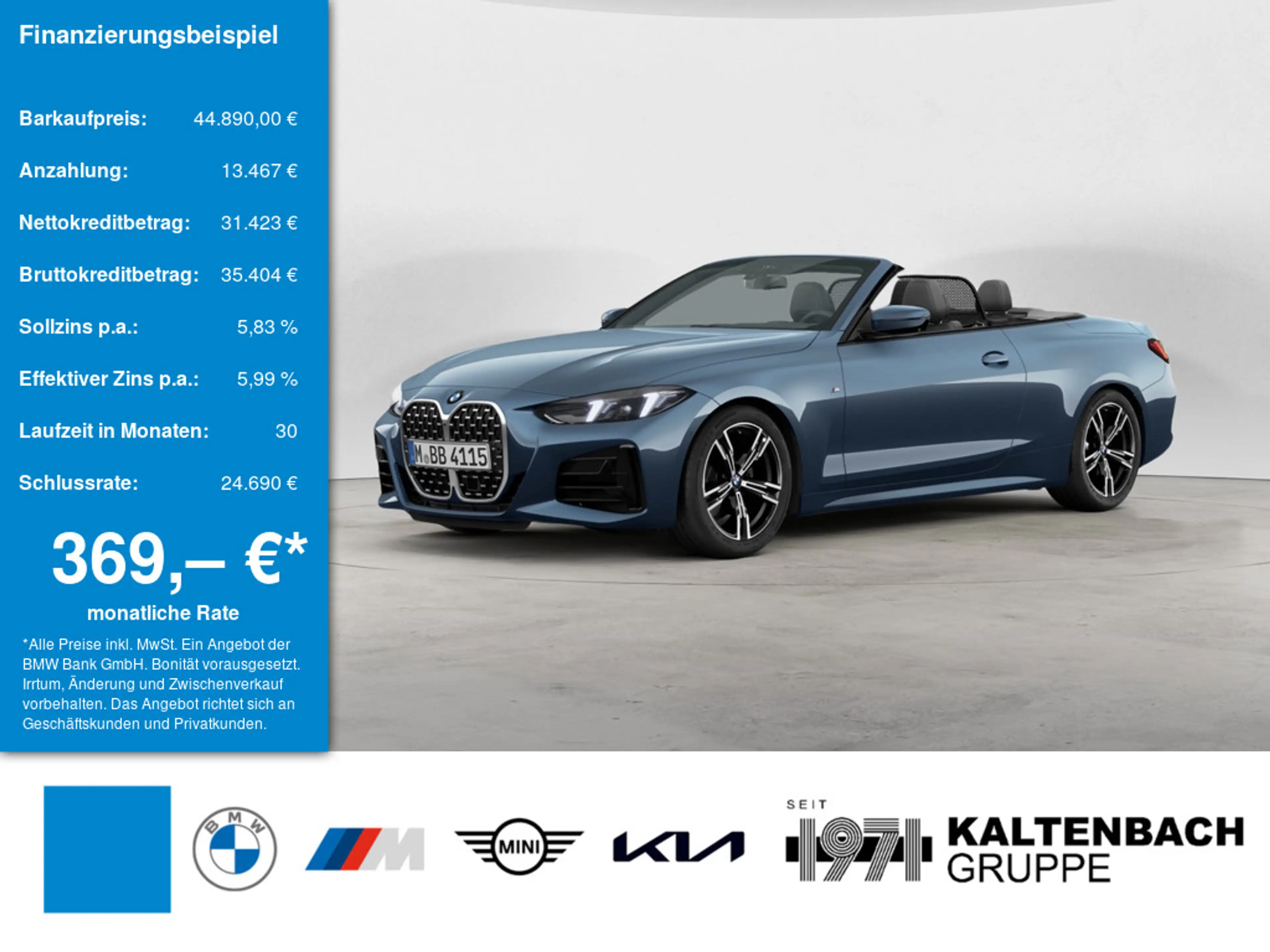 BMW 420 i Cabrio M-Sport HUD 360° LED ACC NAVI SHZ