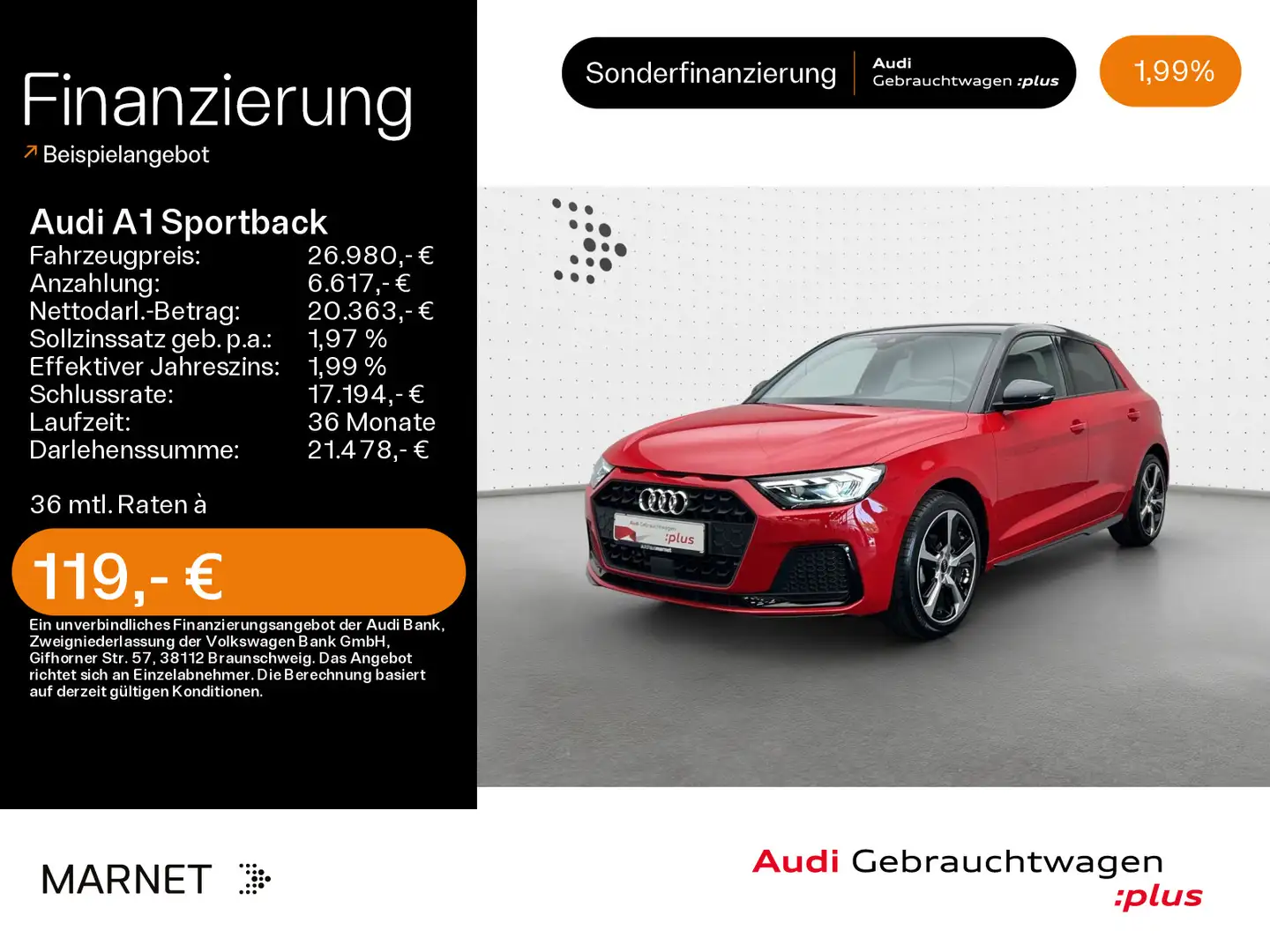 Audi A1 Advanced 25 TFSI S line*Navi*LED*Al Rot - 1