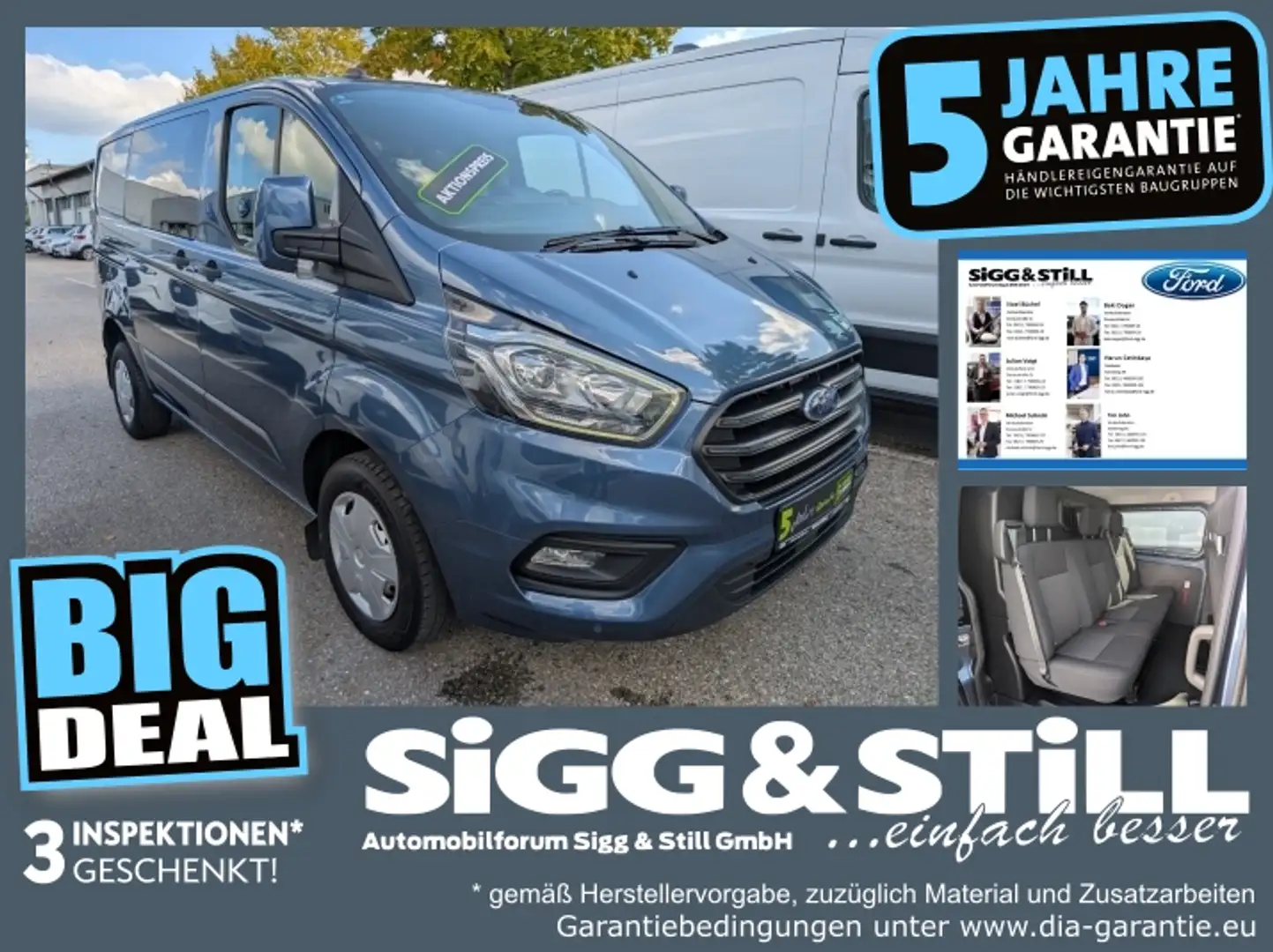 Ford Transit Custom DOKA 300 L1 Trend KLIMA*SHZ*PDC*5-SITZ Blu/Azzurro - 1