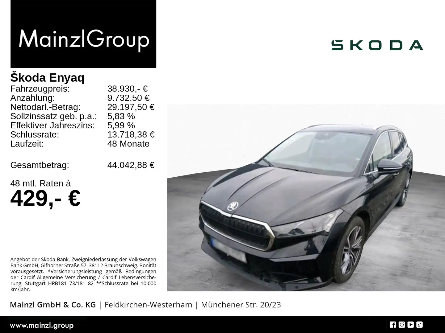 Skoda Enyaq 80x Loft AHK Navi WäPu ACC Kamera Memory Schwarz - 1