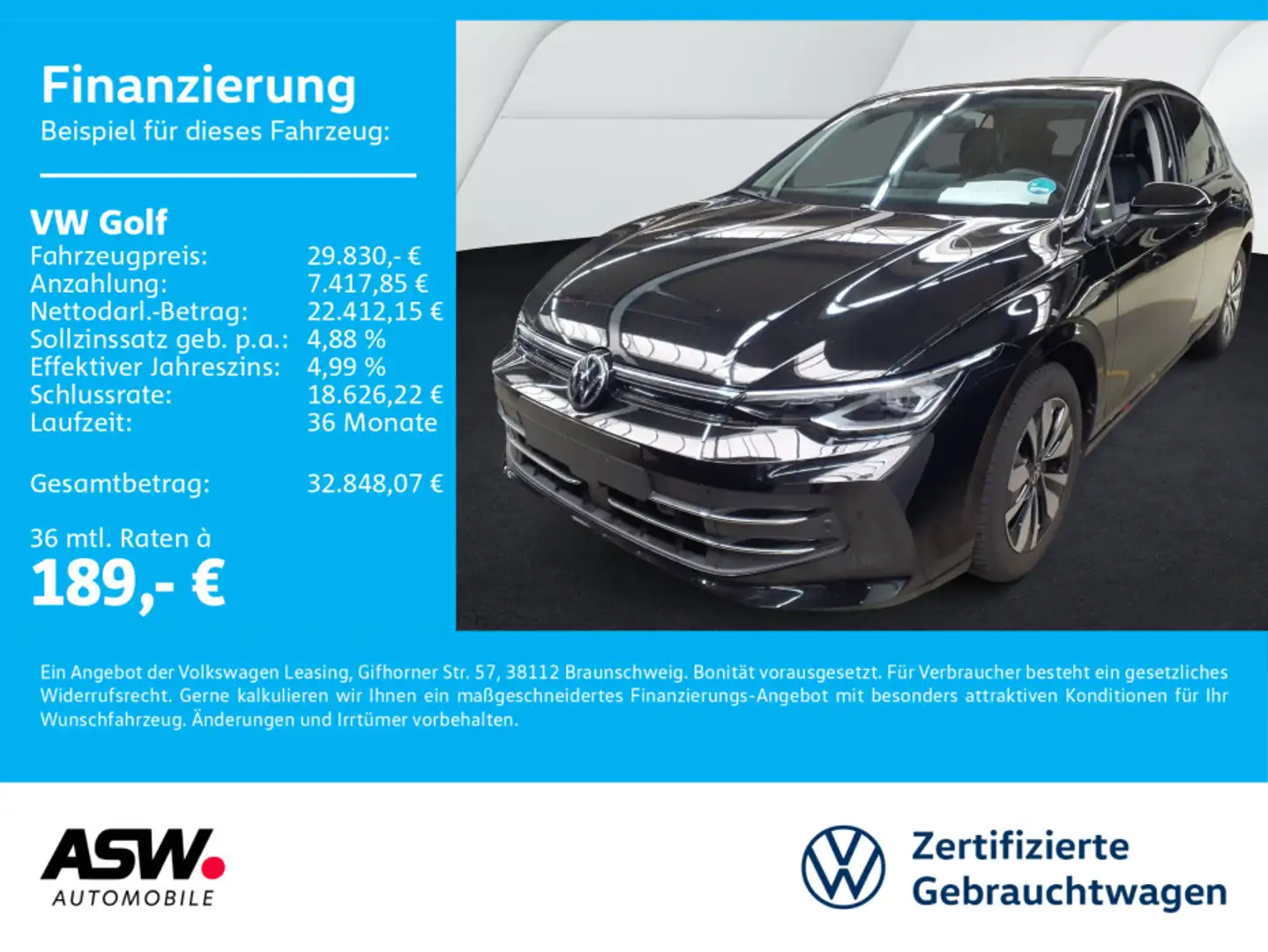 Volkswagen Golf Goal 2.0 TDI DSG LED NAVI AHK RFK ACC SHZ Schwarz - 1