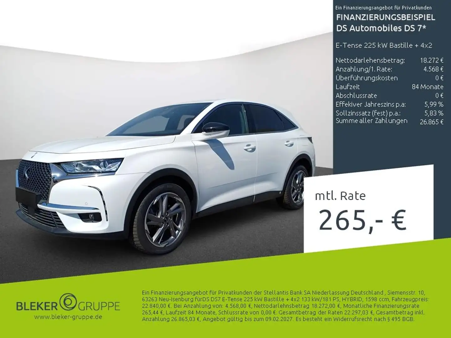 DS Automobiles DS 7 E-Tense 225 kW Bastille + 4x2 Blanc - 1