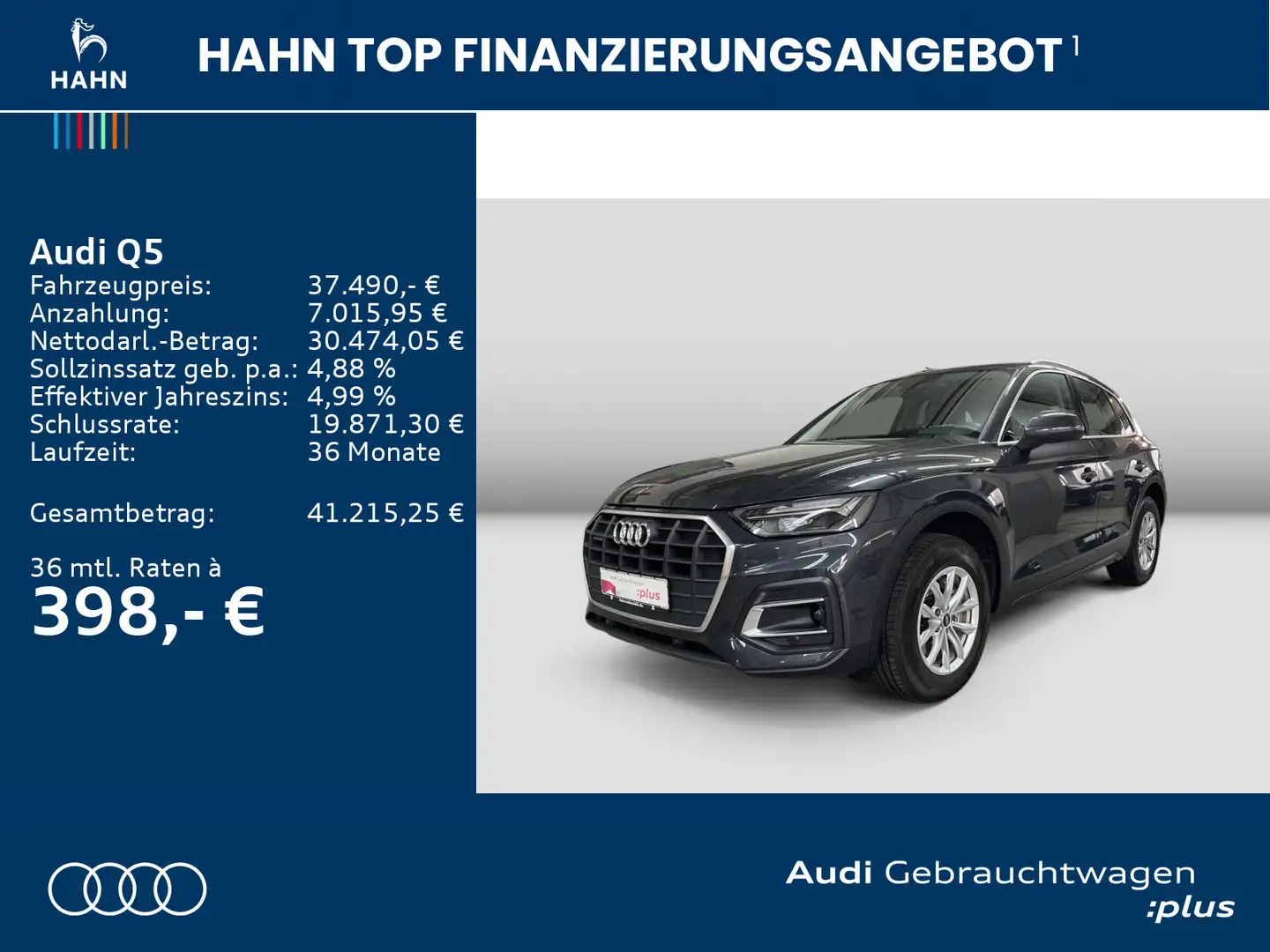 Audi Q5 45TFSI quattro S-trc Navi Pano Virtual PDC Gris - 2