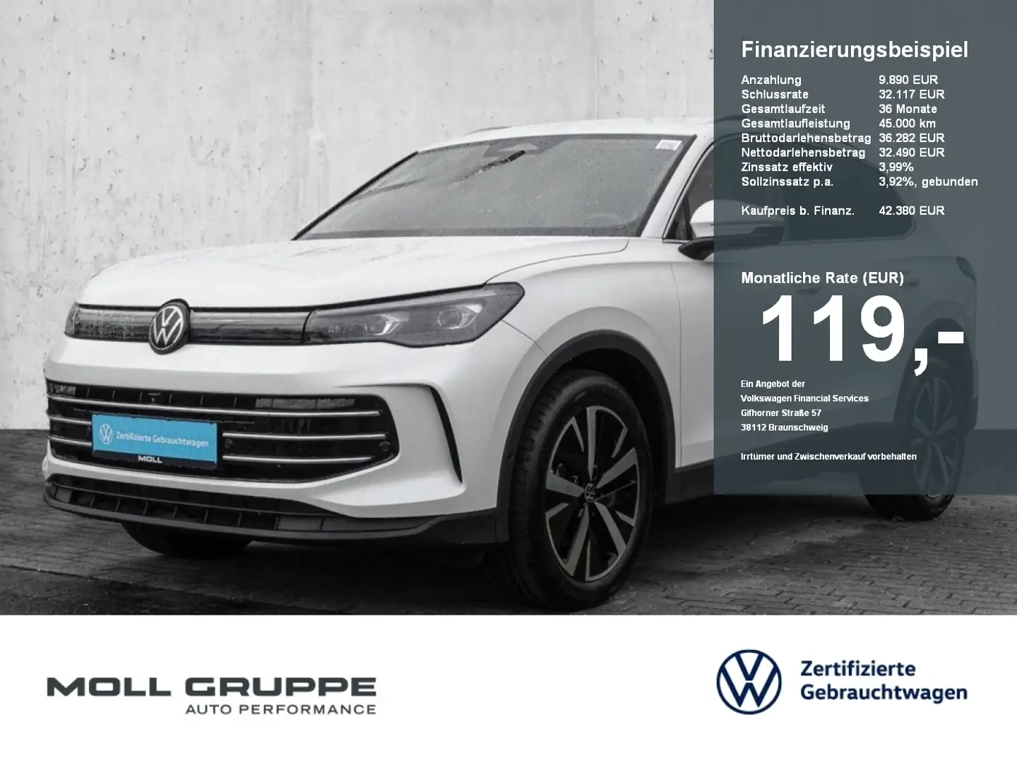 Volkswagen Tiguan 2.0 TDI DSG Elegance AHK LED FLA Weiß - 1