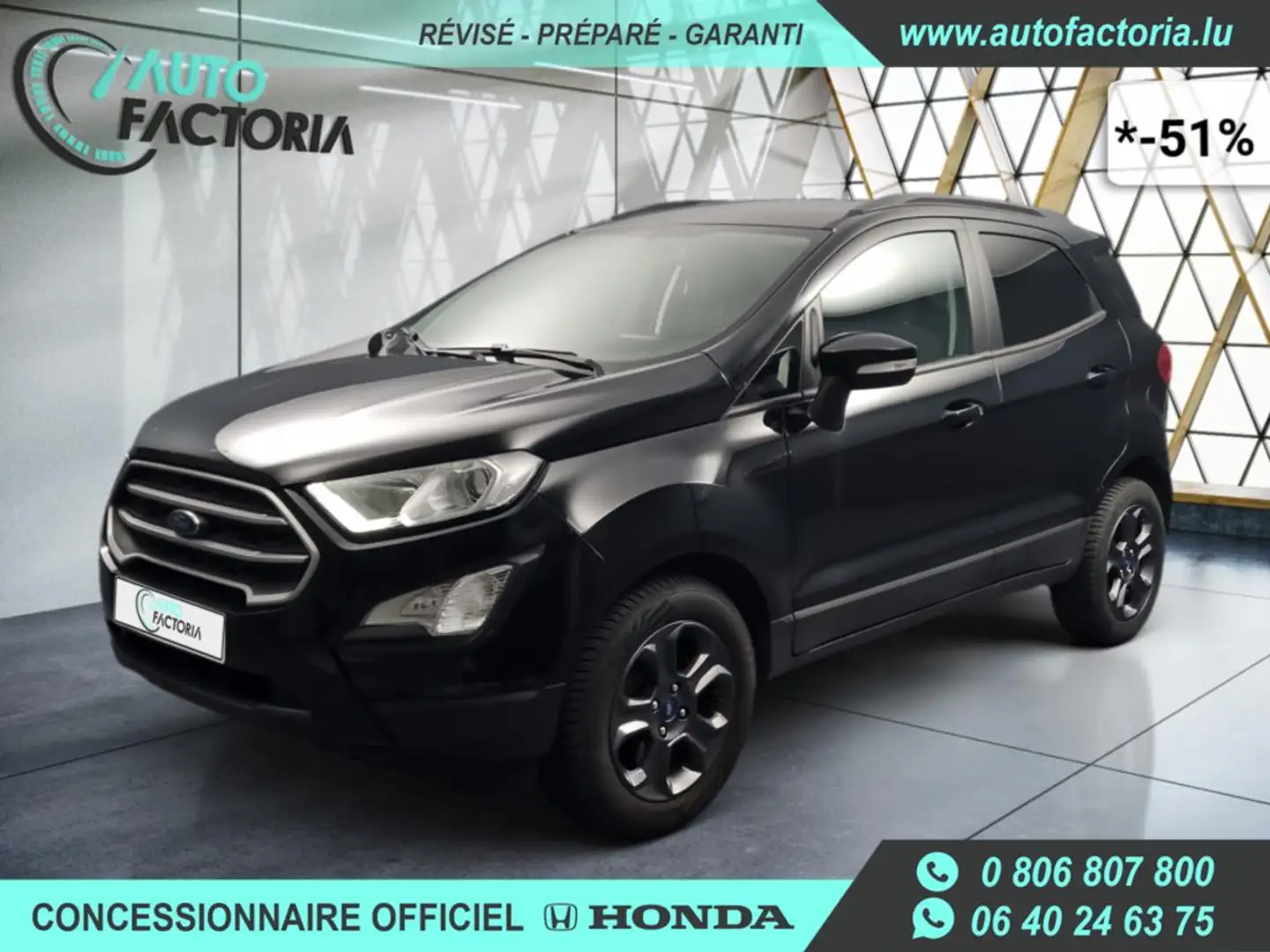 Ford EcoSport -51% 1.0 ECOBOOST 125cv +GPS+RADAR+S.CHAUFF+Opts Nero - 1