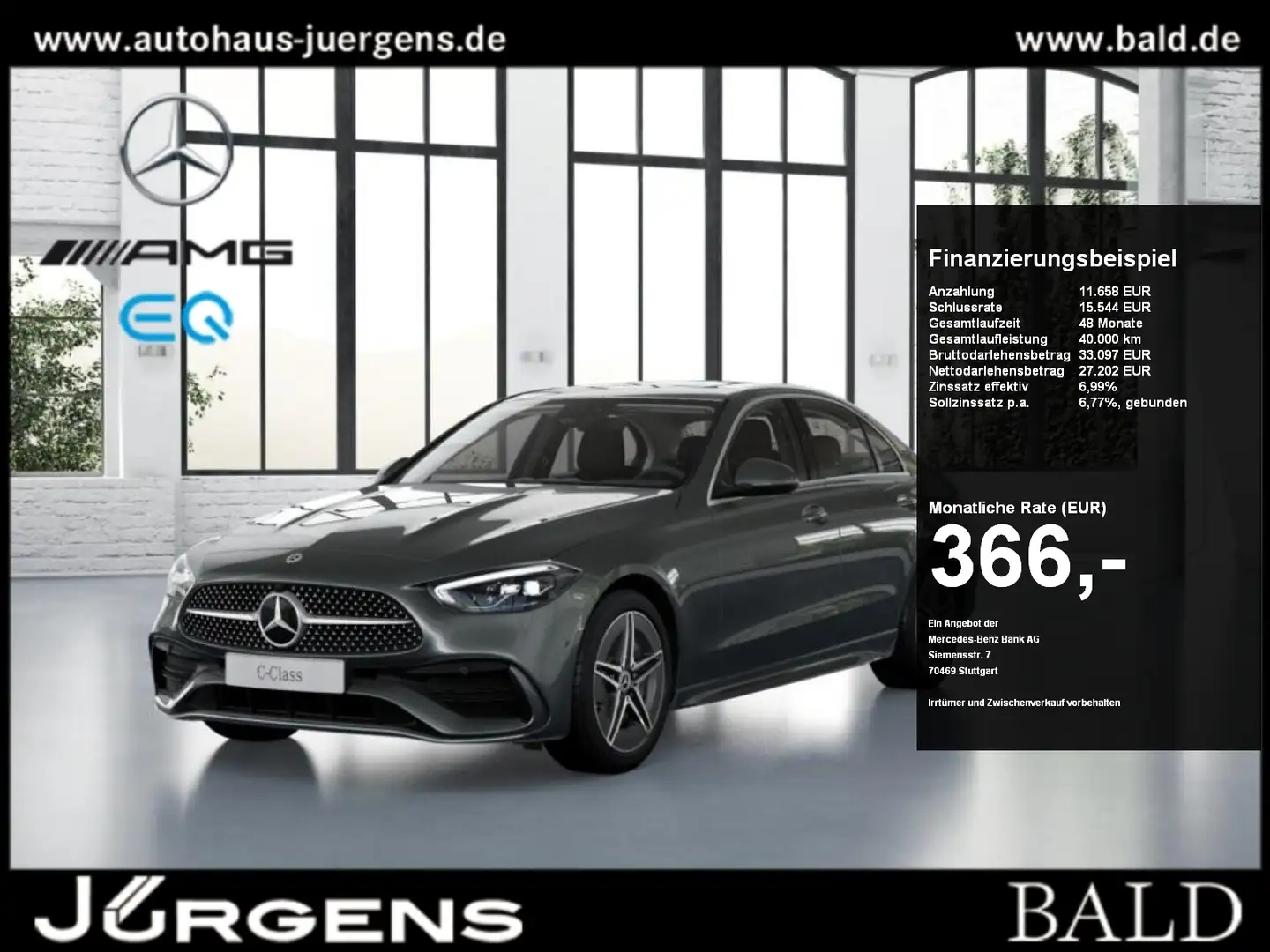 Mercedes-Benz C 220 d AMG-Sport/LED/Cam/SHD/AHK/Totw/Ambiente Szürke - 1