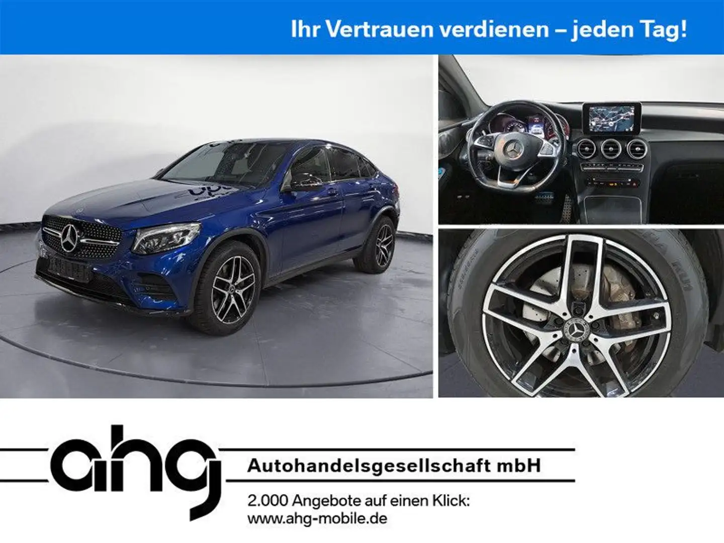 Mercedes-Benz GLC 250 4MATIC Coupe Autom. Glasdach Bluetooth P Bleu - 1