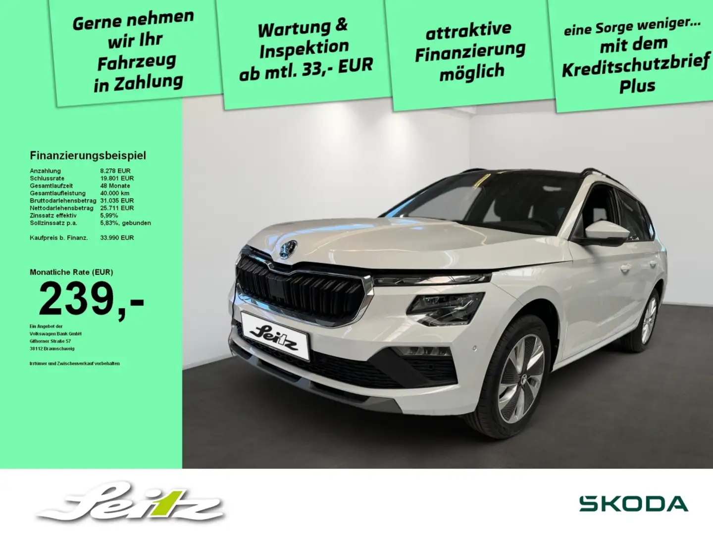Skoda Kamiq 1.5 TSI DSG Selection *PANO*NAVI*KAMERA*MATRIX* Weiß - 1