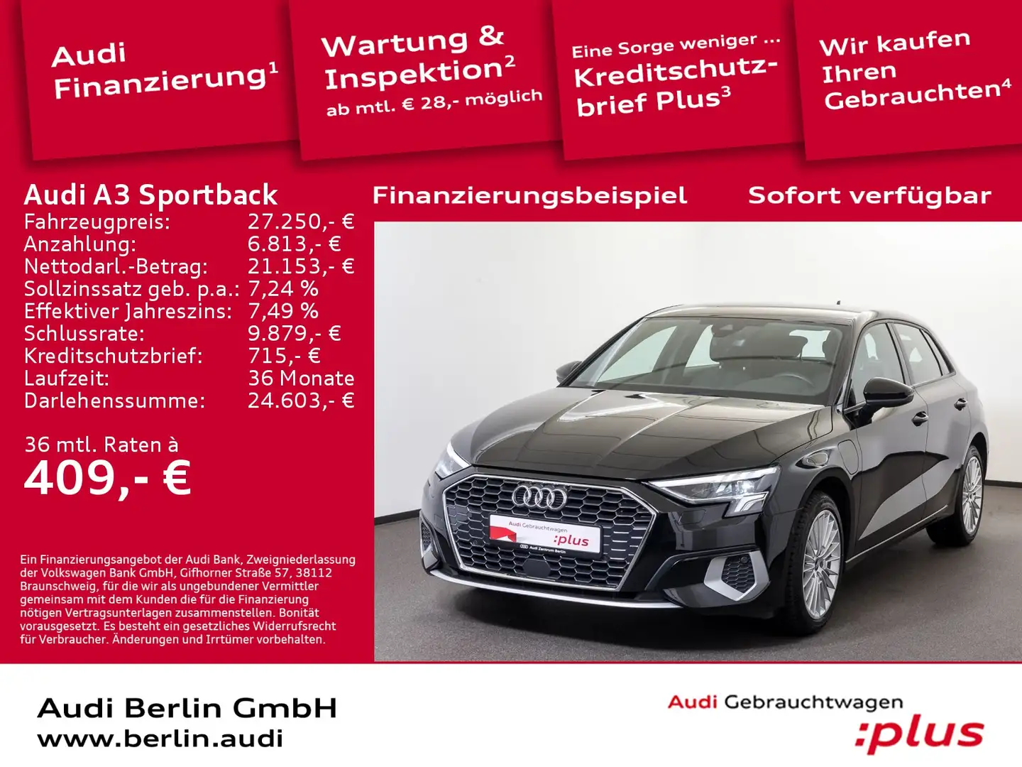 Audi A3 advanced 40 TFSI e S tr. VIRTUAL LE Schwarz - 1