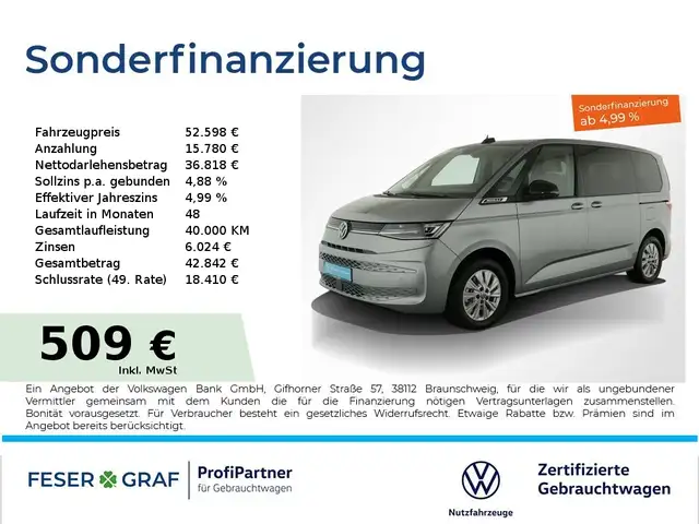 Volkswagen T7 Multivan 2.0TSI Life 7Sitze AHK ACC RFK Pano