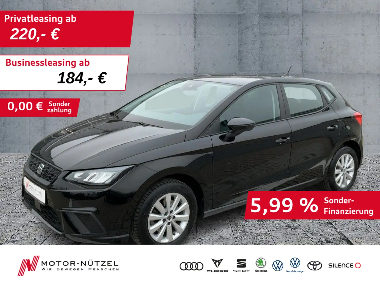 SEAT Ibiza 1.0 TSI STYLE LED+NAV+APP+SHZ+GRA+PDC+DAB Schwarz - 1
