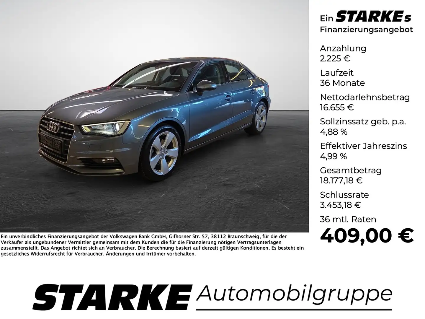Audi A3 Limousine ambition ultra Gris - 1