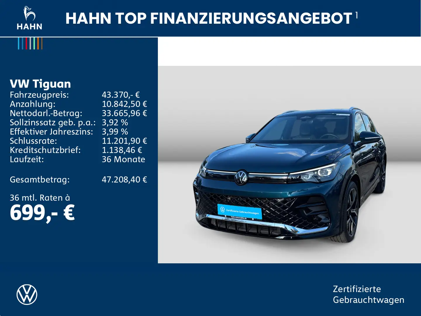 Volkswagen Tiguan 1.5eTSI DSG R-Line Matrix AHK Pano Navi Blau - 2