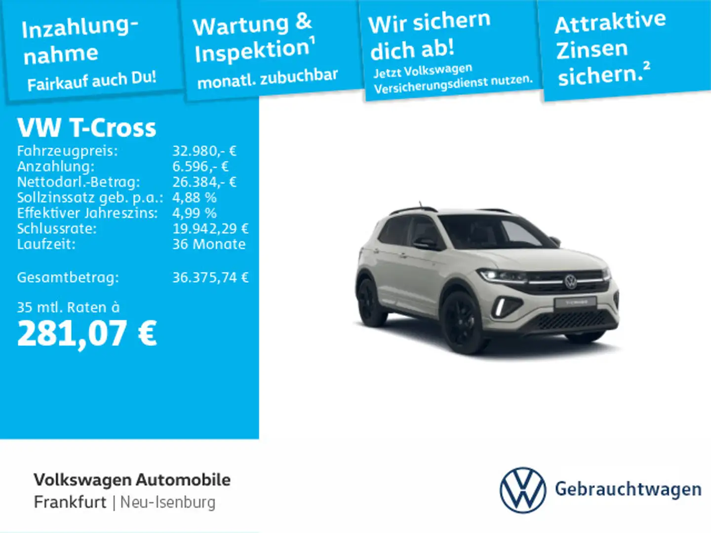 Volkswagen T-Cross 1.0 TSI DSG R-Line Navi IQ.Light DAB+ Fr Grau - 1