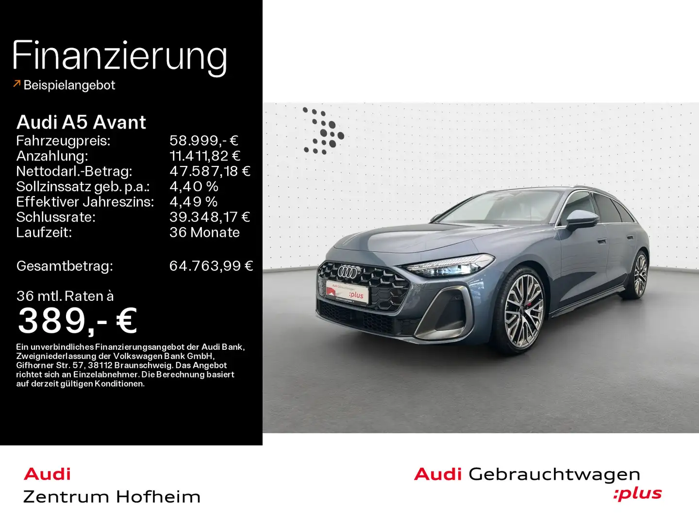Audi A5 40 TDI qu 2x S line S tro*B&O*HUD*Matri Blau - 1
