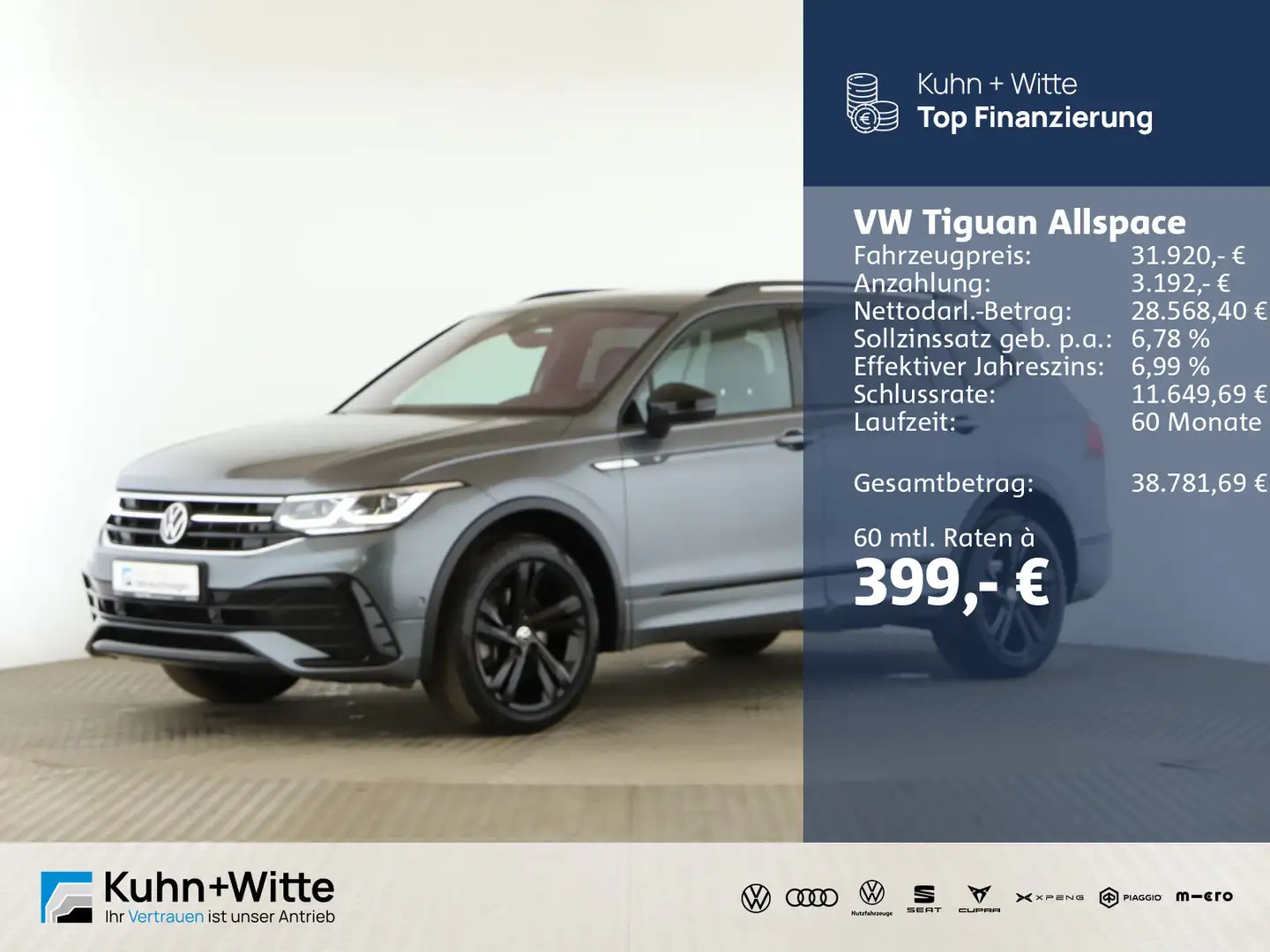 Volkswagen Tiguan Allspace 2.0 TDI R-Line 4M *Pano*AHK*Matr Grijs - 1