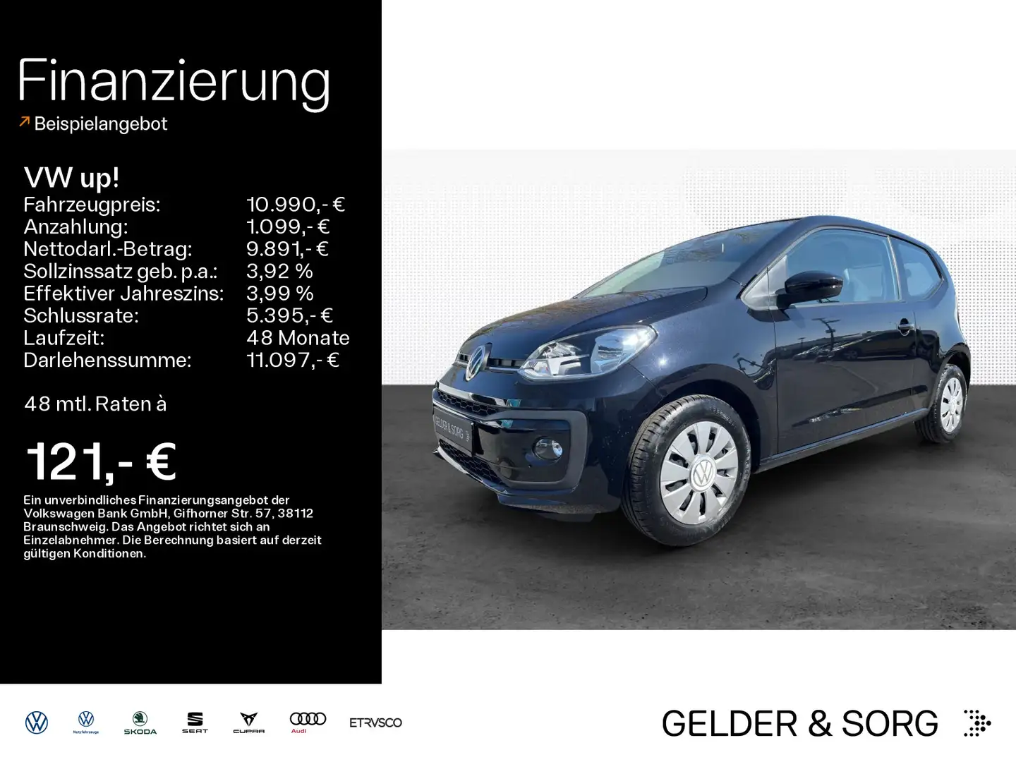 Volkswagen up! move up! 1.0 MPI Klimaanlage*DAB*Sound Nero - 1