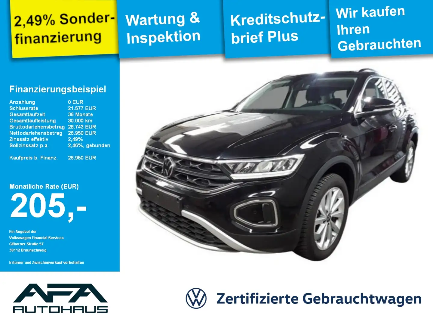 Volkswagen T-Roc 1.5 TSI LIFE DSG Navi*LED*RFK*App-Connect Schwarz - 1