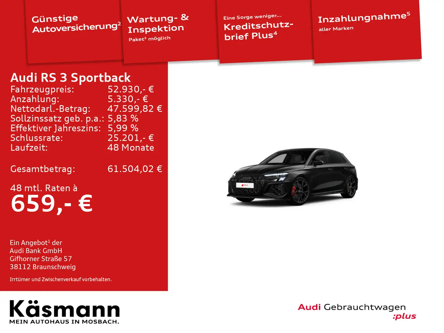 Audi RS3 qu Vmax 280KM/H RS-AGA KAM B&O Schwarz - 2