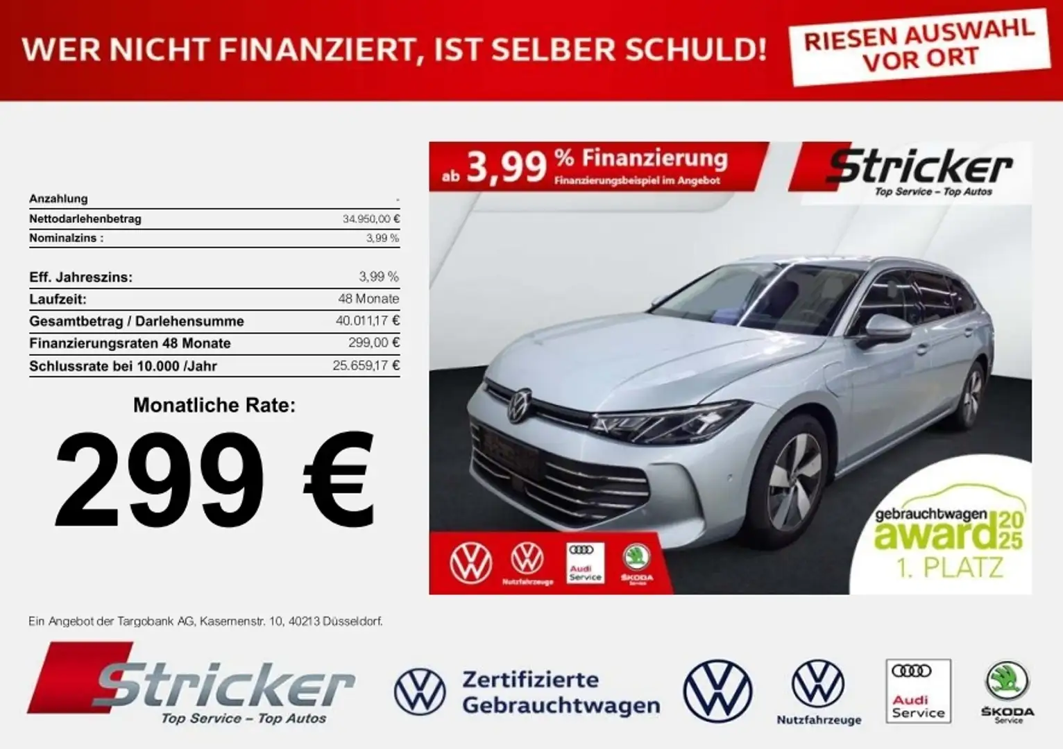 Volkswagen Passat Variant Business 1.5TSI e-hybrid 299,-ohne Anzahlung Navi Silber - 1