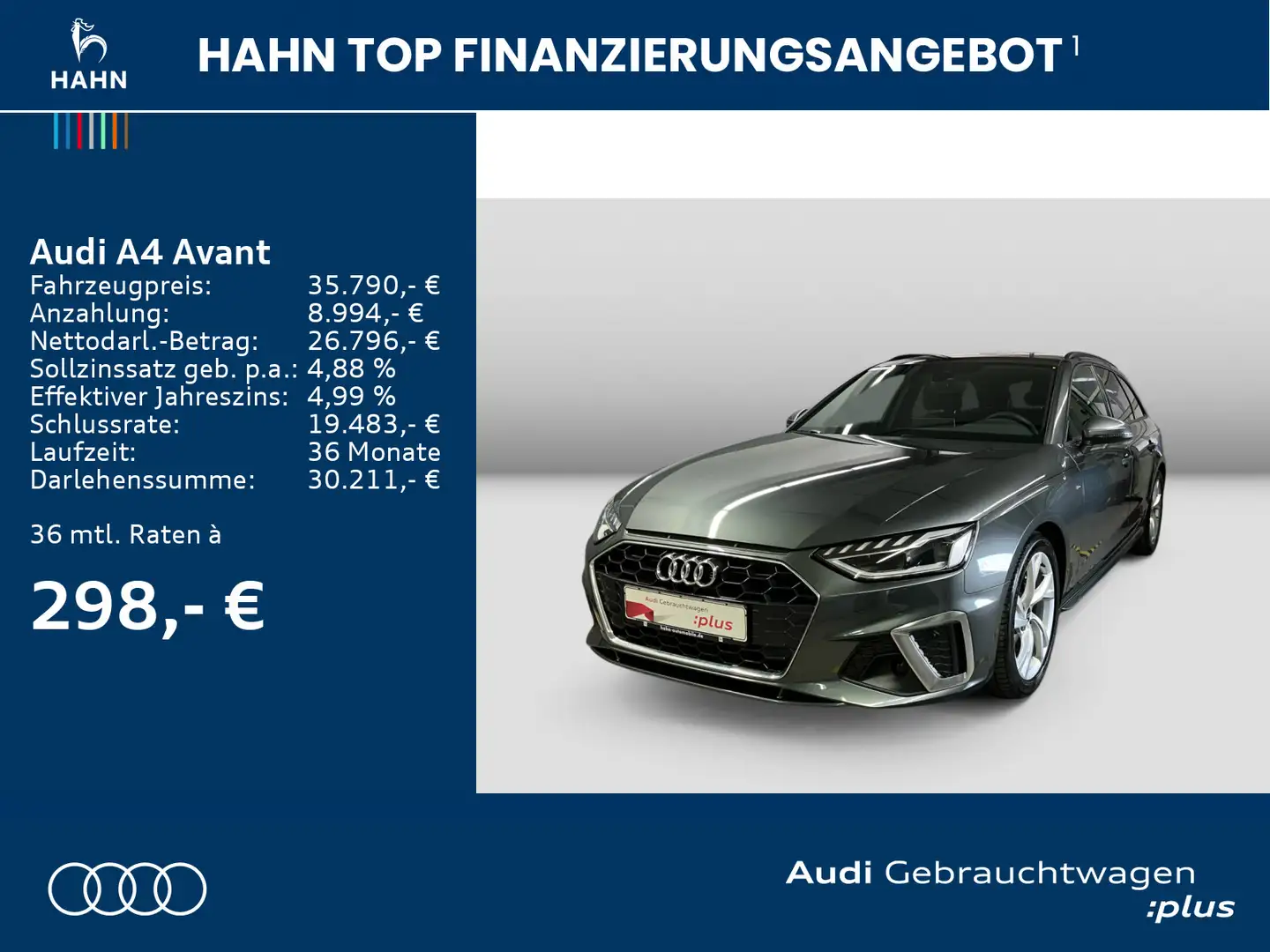 Audi A4 35 TFSI S line AHK Virtual Rückf LED Bu Grau - 2