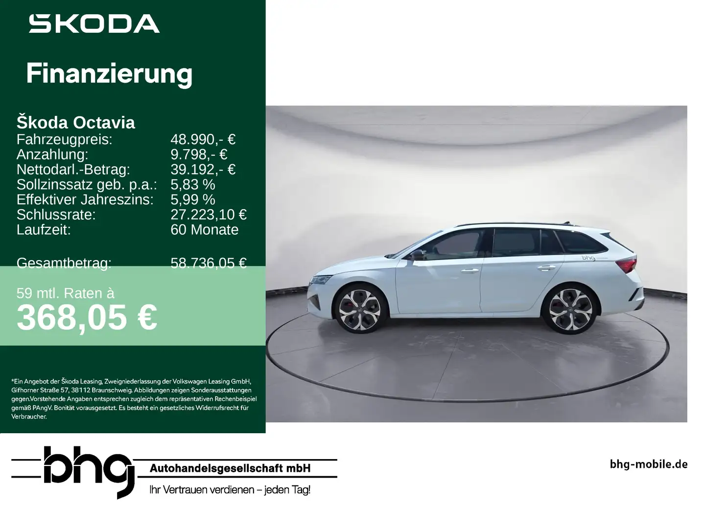 Skoda Octavia Combi RS 2,0 TSI DSG 195 KW 7-Gang-DSG Weiß - 1