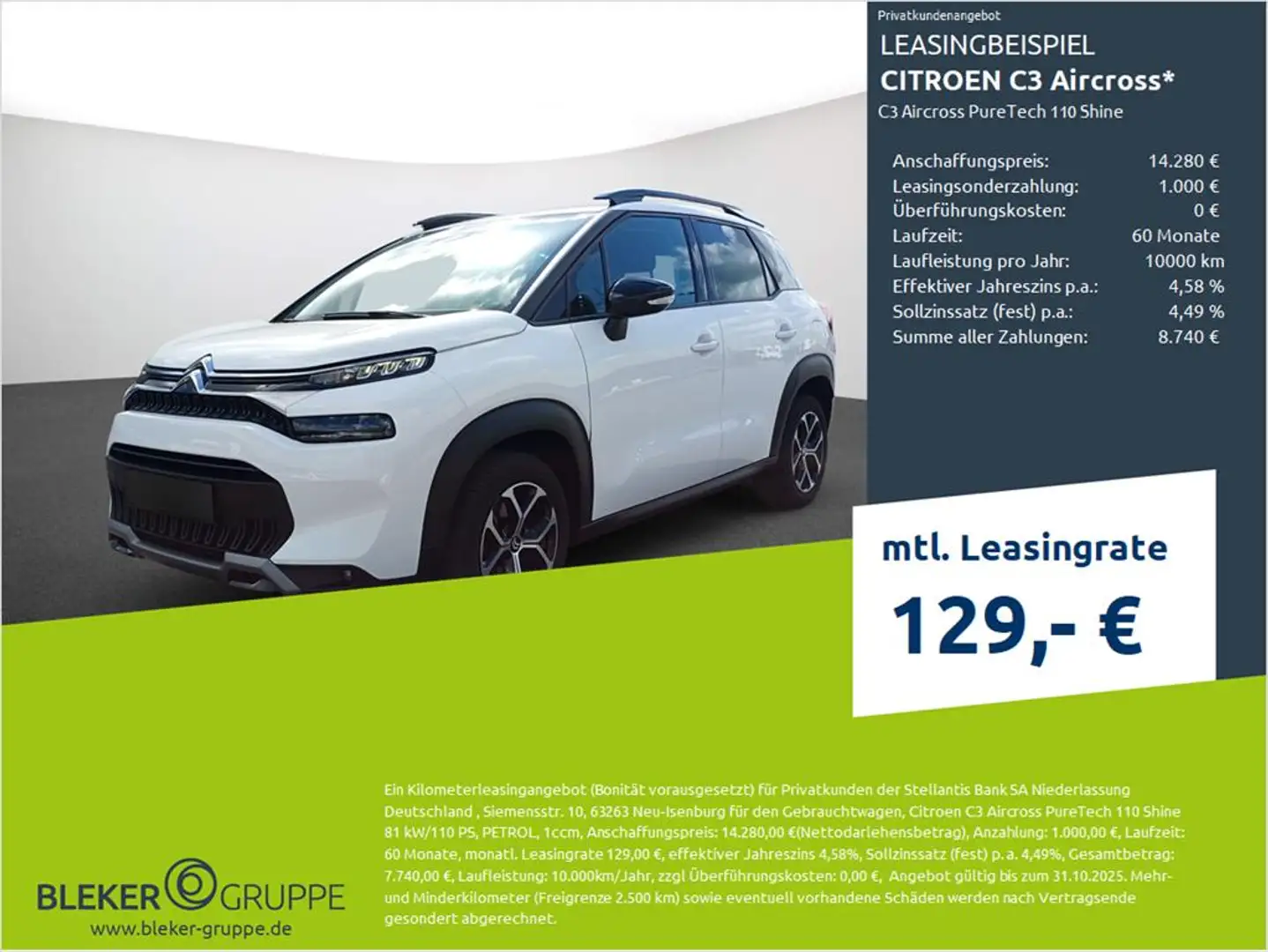 Citroen C3 Aircross PureTech 110 Shine Weiß - 1