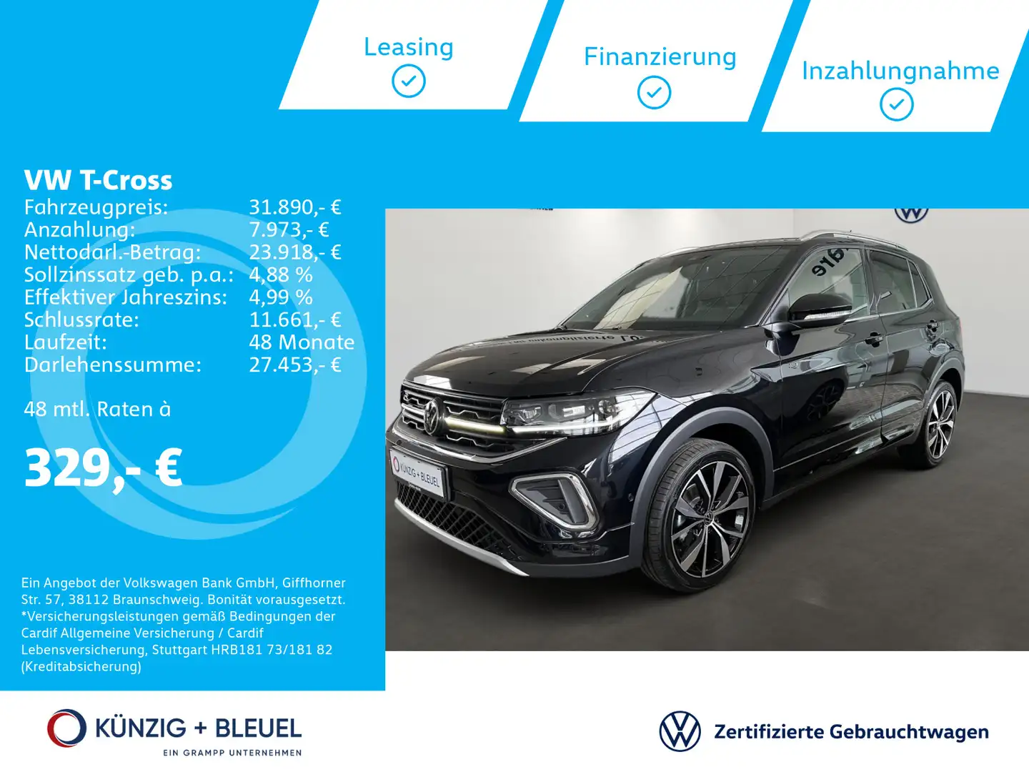 Volkswagen T-Cross R-Line 1.5 TSI DSG AHK*Nav*AHK*beats*ACC Zwart - 1