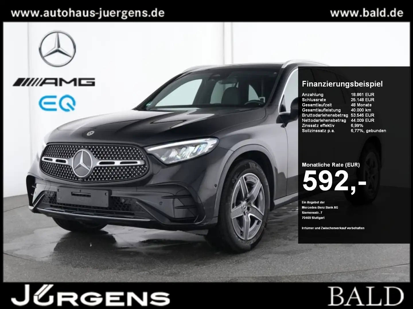 Mercedes-Benz GLC 300 d 4M AMG-Sport/Cam/Pano/AHK/Totw/Memo/19 Schwarz - 1