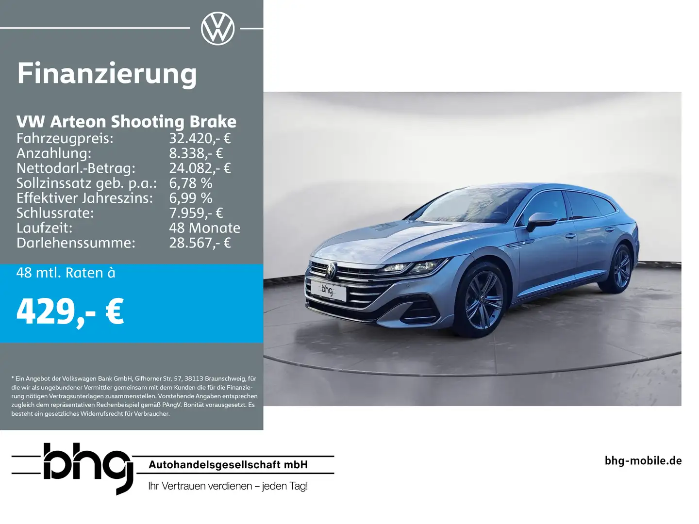 Volkswagen Arteon 2.0 TSI DSG R-Line *ACC*LE Silber - 1